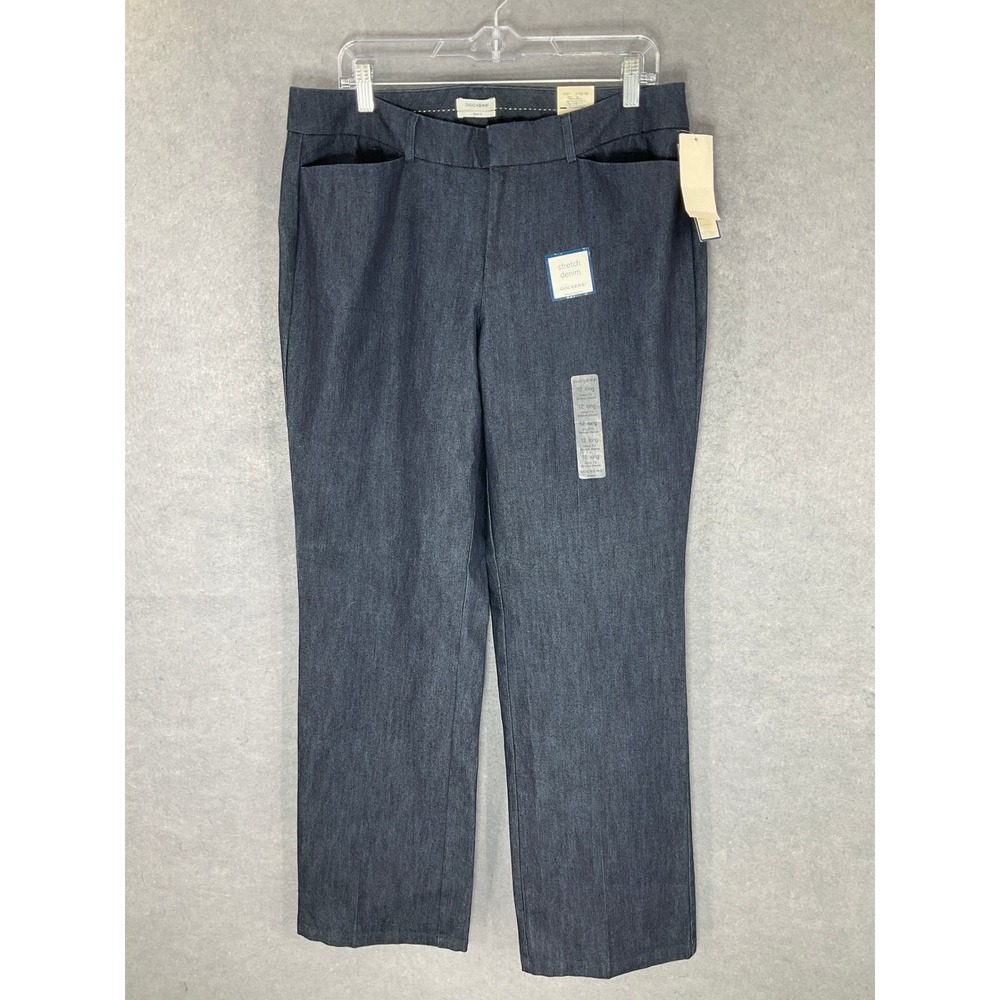 Dockers Metro Pant Ideal Fit‎ Blue Denim Career Dress Pants Women's Size 12 Long